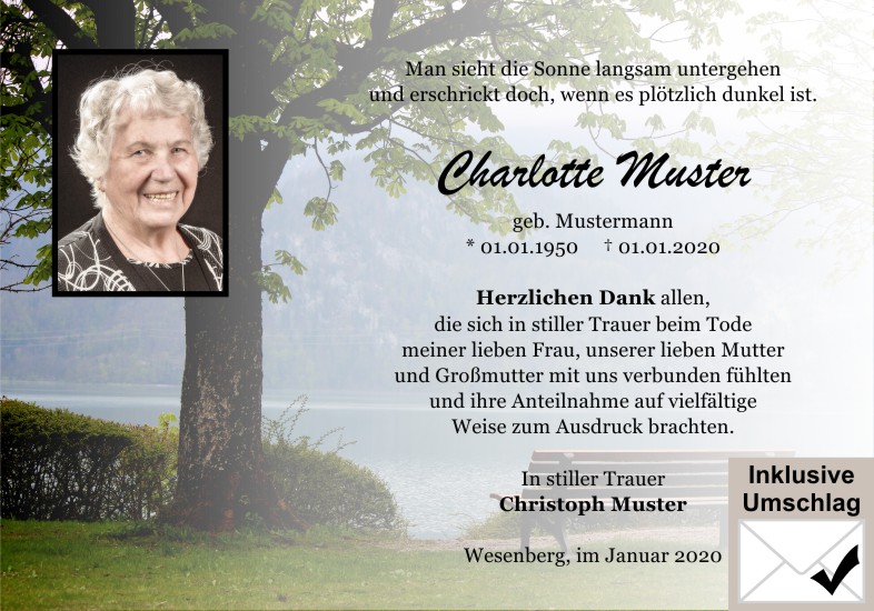 Danksagungen Trauer