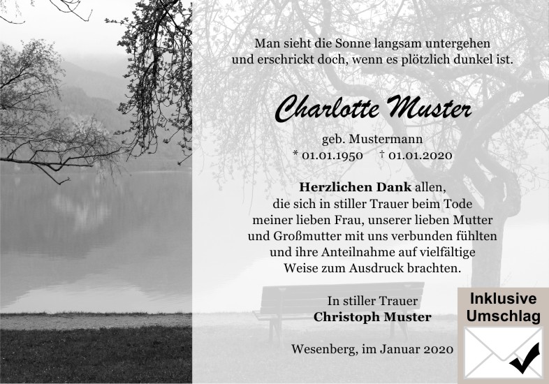 Danksagungen Trauer