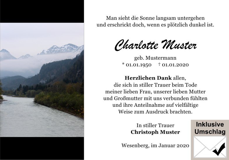 Danksagungen Trauer
