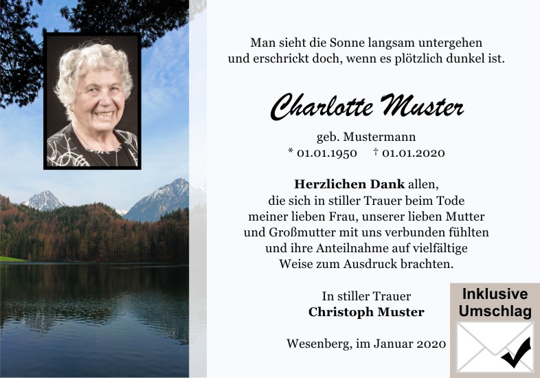Danksagungen Trauer