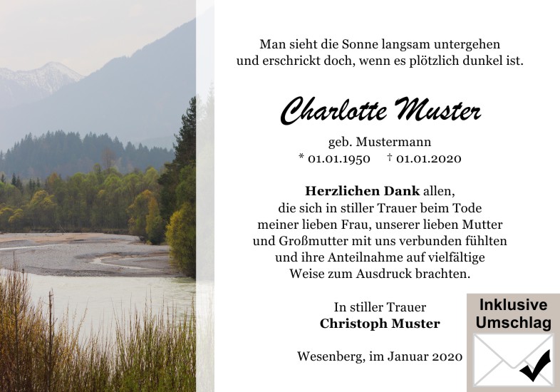 Danksagungen Trauer