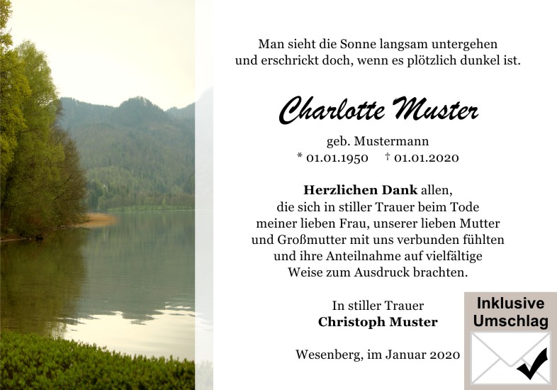 Danksagungen Trauer