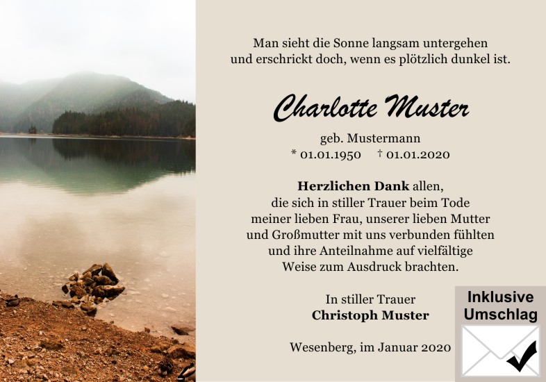 Danksagungen Trauer