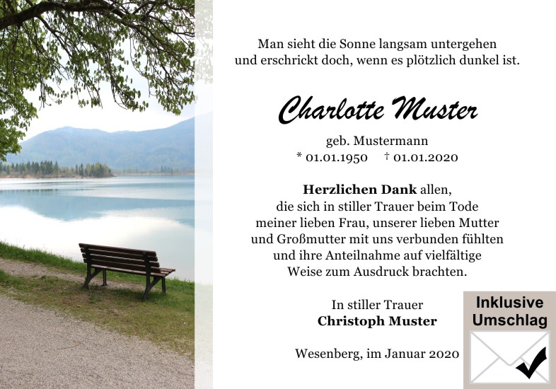 Danksagungen Trauer