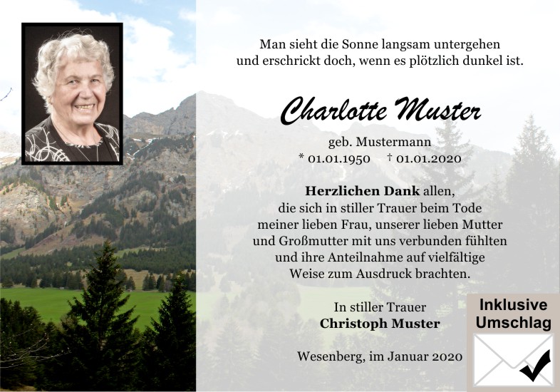 Danksagungen Trauer