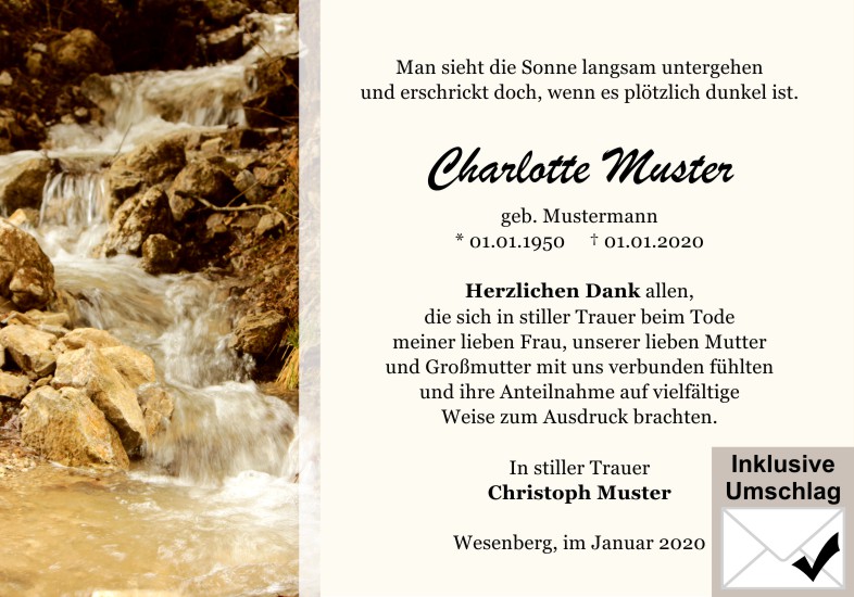 Danksagungen Trauer