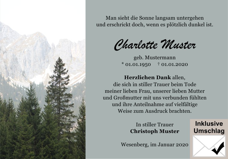 Danksagungen Trauer