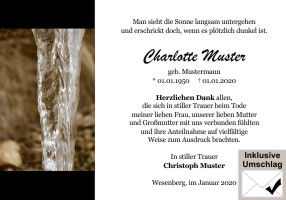 Trauerkarten Danksagung