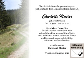 Trauerkarten Danksagung