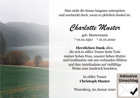 Trauerkarten Danksagung