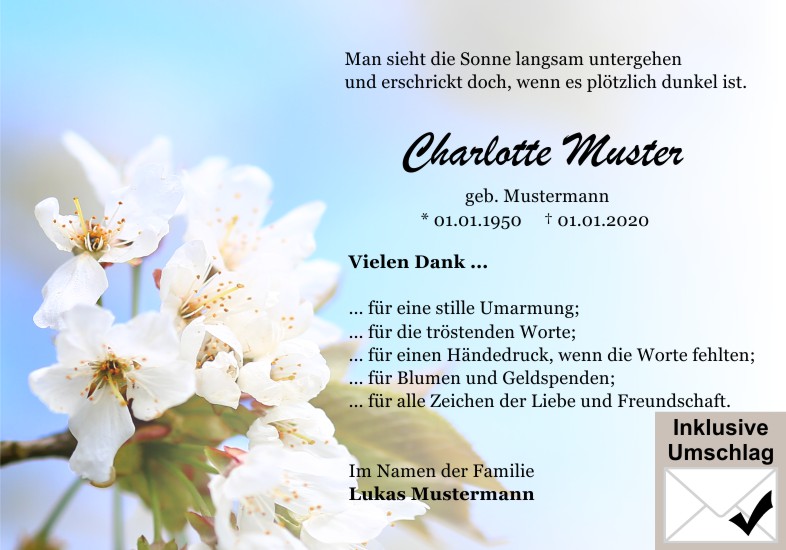 Danksagungen Trauer