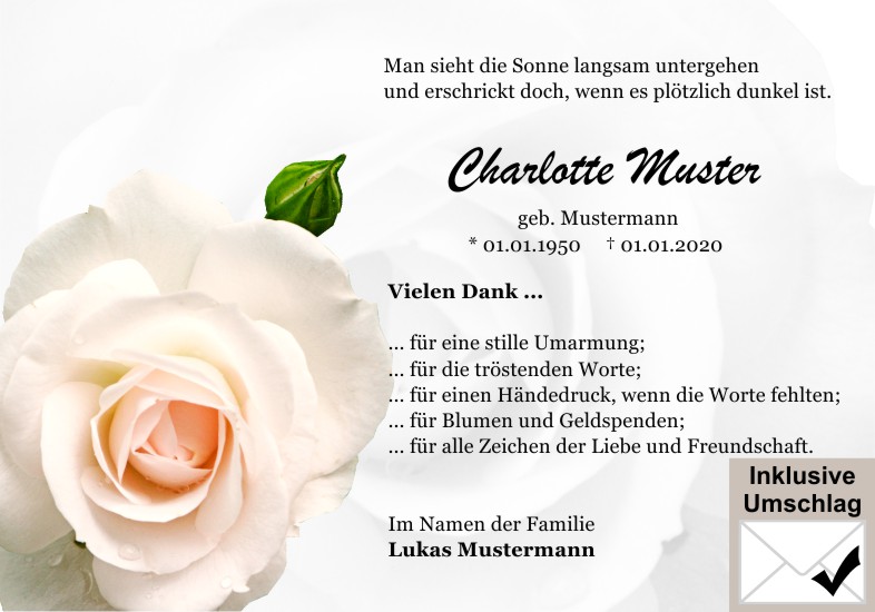 Danksagungen Trauer