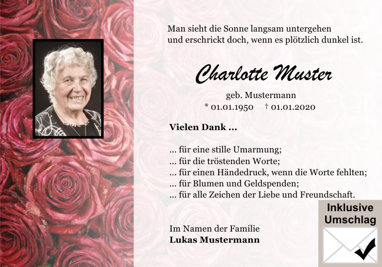 Danksagungen Trauer