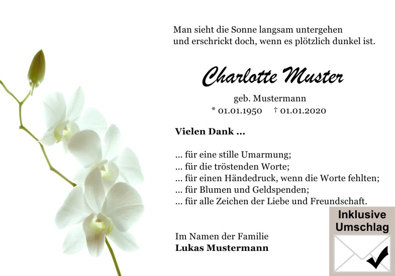 Danksagungen Trauer