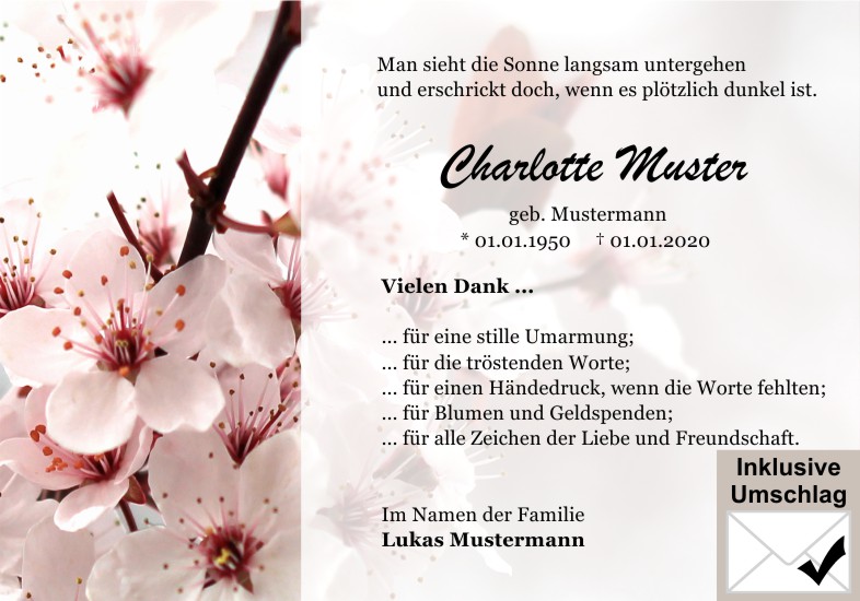 Danksagungen Trauer
