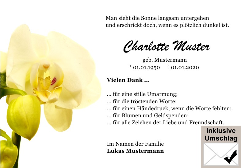 Danksagungen Trauer