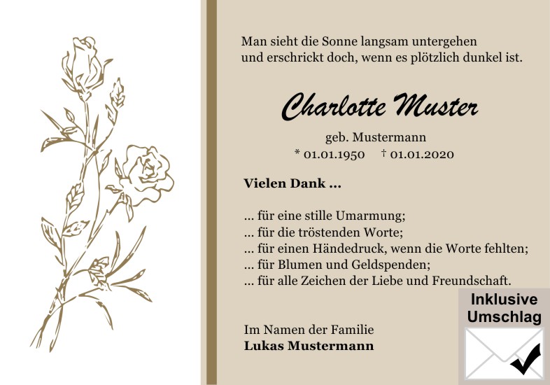 Danksagungen Trauer