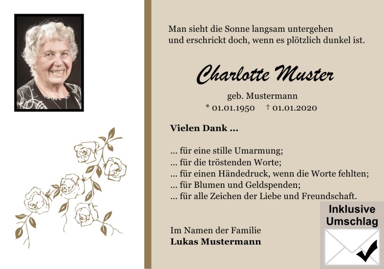 Danksagungen Trauer