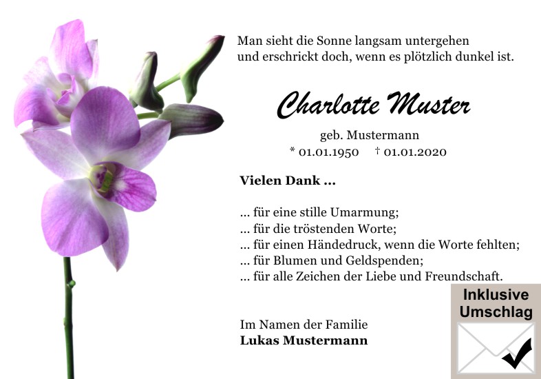 Danksagungen Trauer