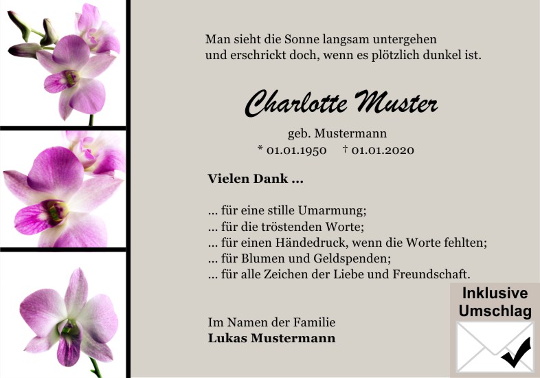 Danksagungen Trauer