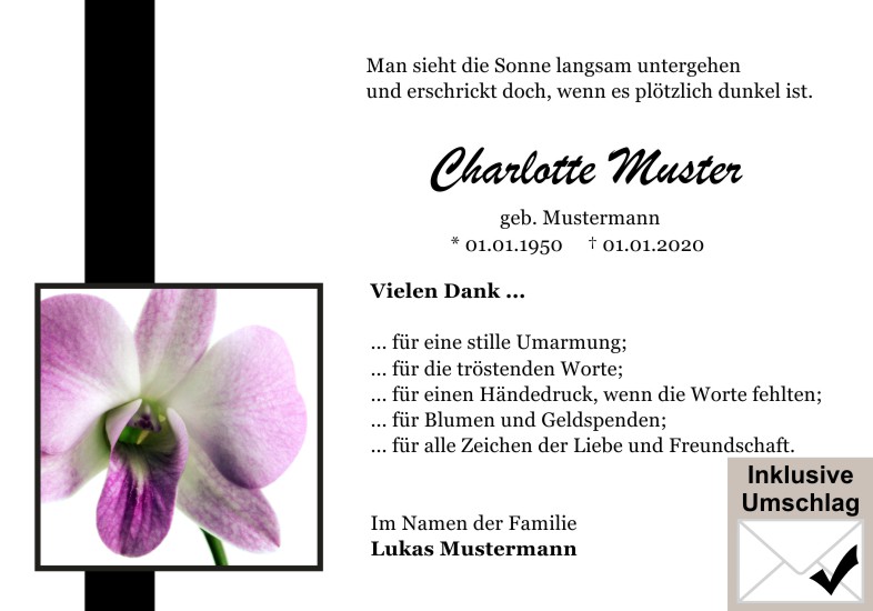 Danksagungen Trauer
