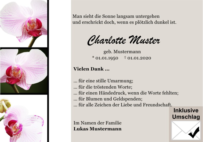 Danksagungen Trauer