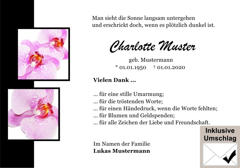 Danksagungen Trauer