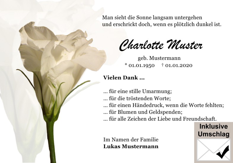Danksagungen Trauer