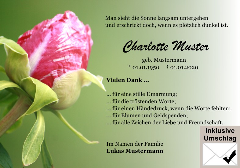 Danksagungen Trauer