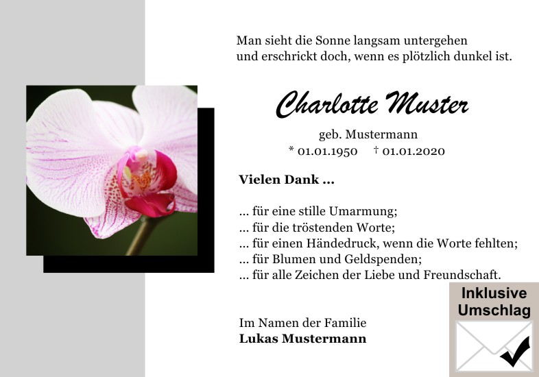 Danksagungen Trauer