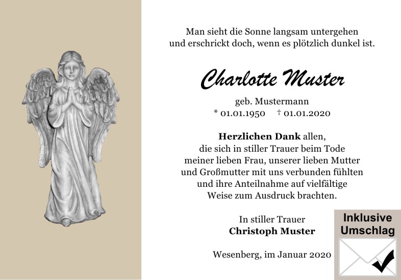 Danksagungen Trauer