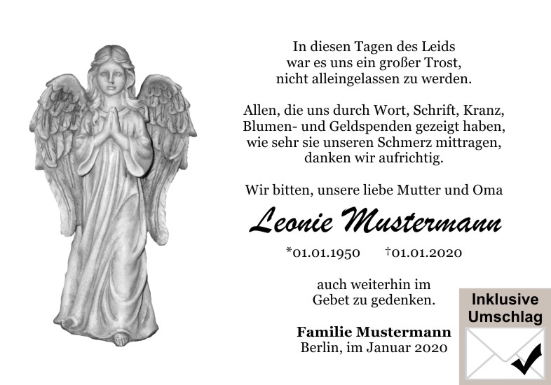 Danksagungen Trauer