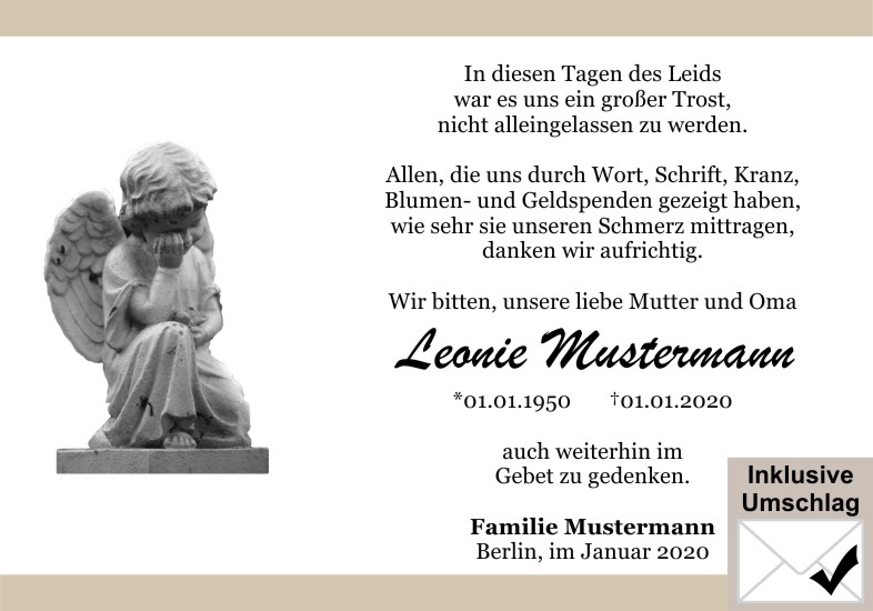 Danksagungen Trauer
