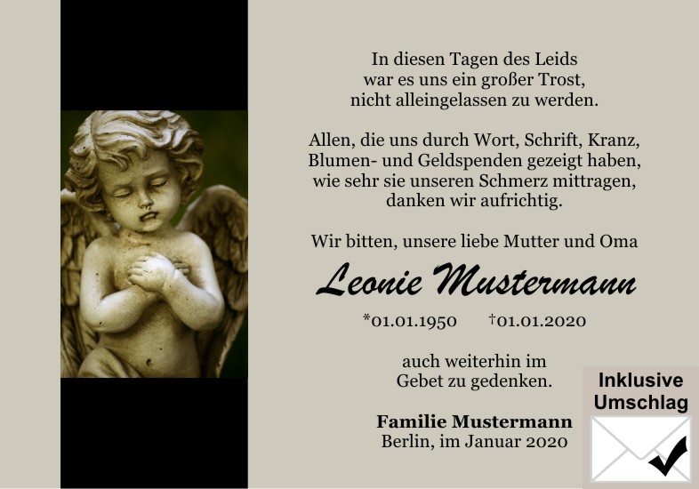 Danksagungen Trauer