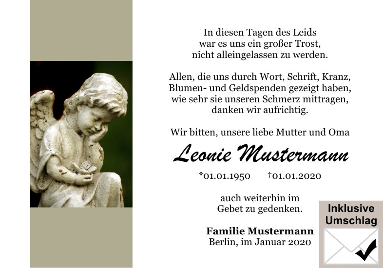 Danksagungen Trauer