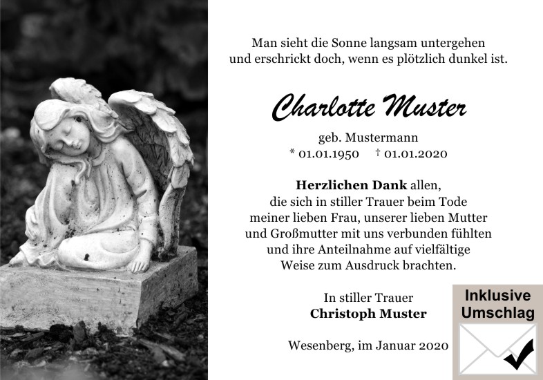 Danksagungen Trauer