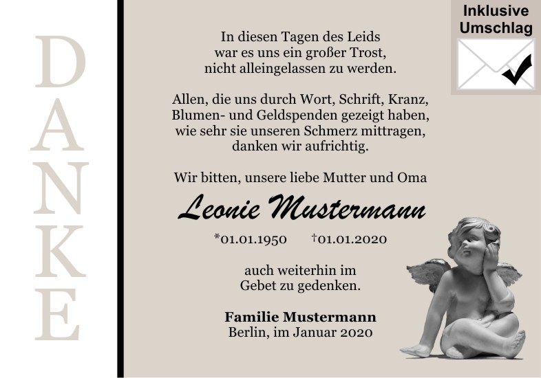 Danksagungen Trauer