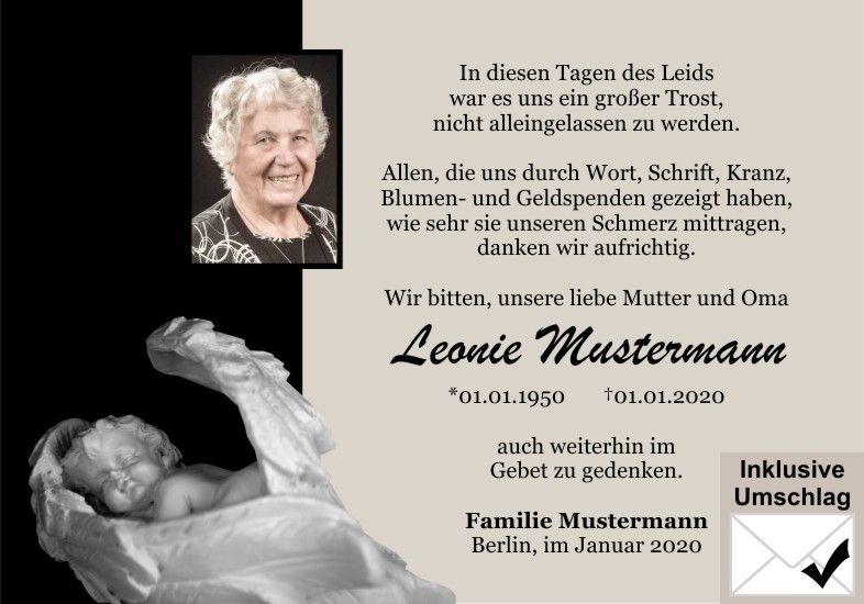 Danksagungen Trauer