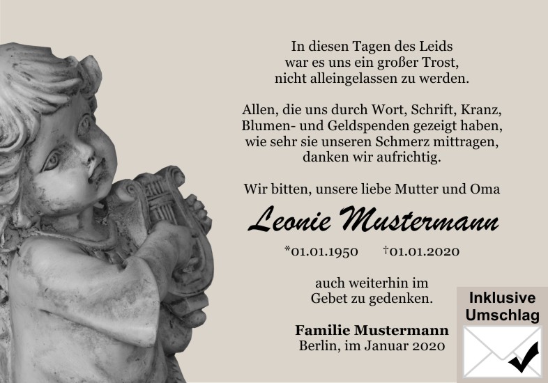 Danksagungen Trauer