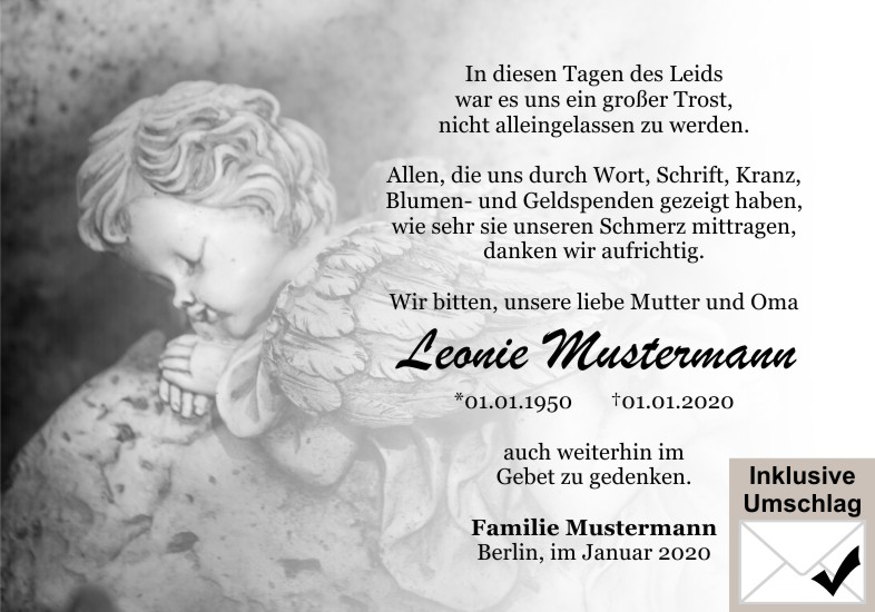 Danksagungen Trauer
