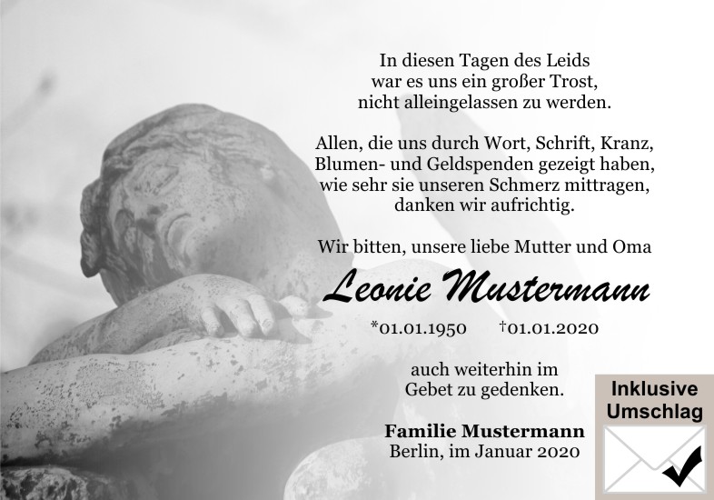 Danksagungen Trauer