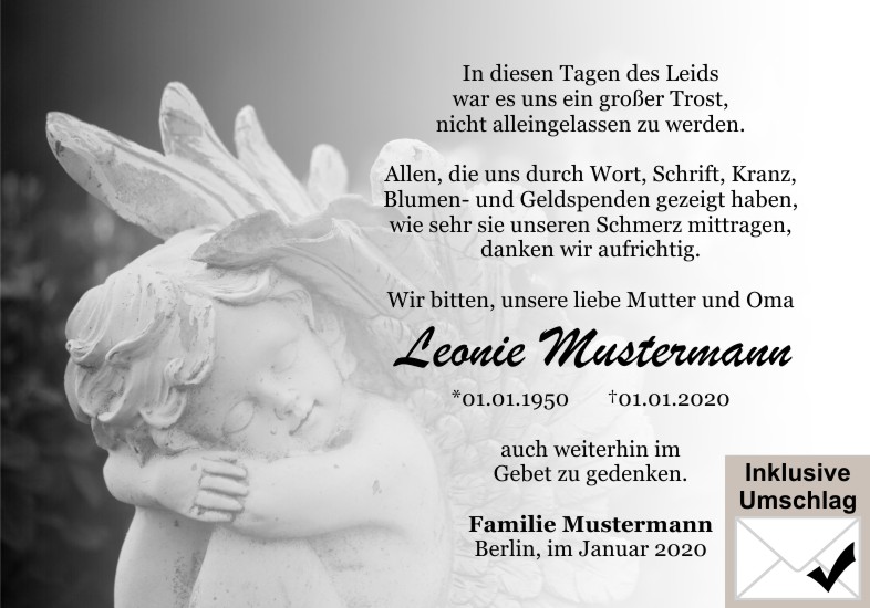 Danksagungen Trauer