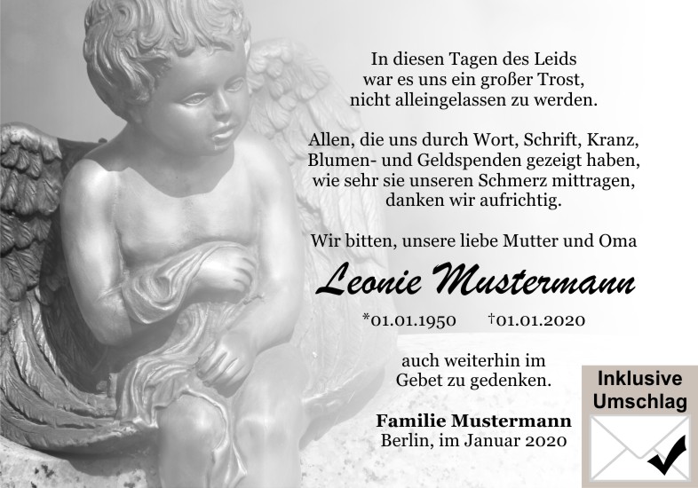 Danksagungen Trauer