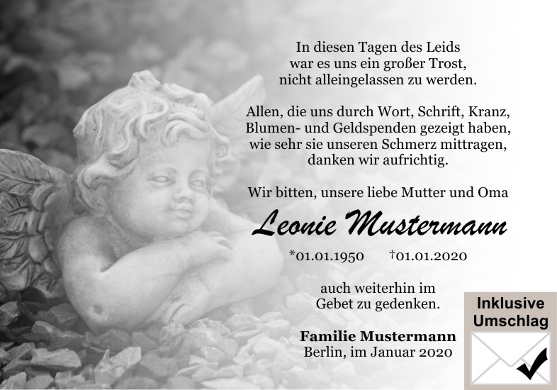 Danksagungen Trauer