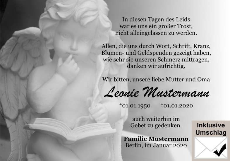 Danksagungen Trauer