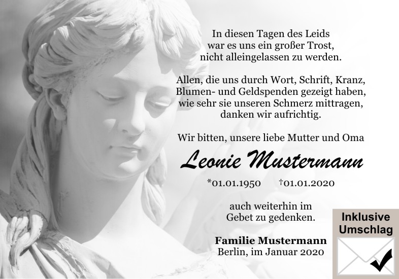 Danksagungen Trauer