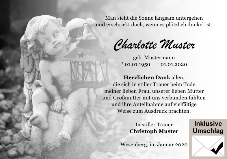 Danksagungen Trauer