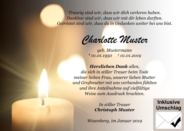 Danksagungen Trauer