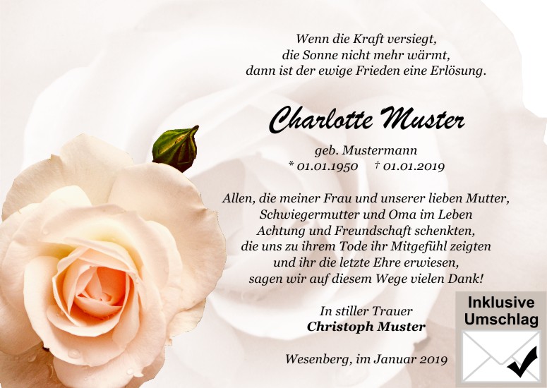 Danksagungen Trauer