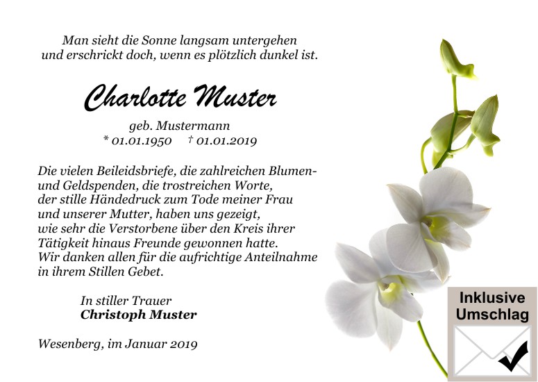 Danksagungen Trauer